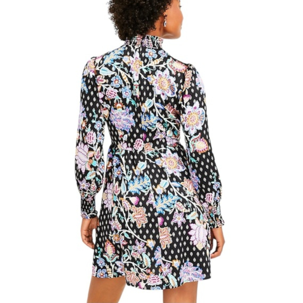Loft Dark Floral High Neck Dress - Picture 8 of 8